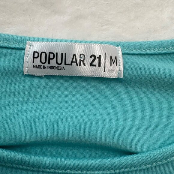 Turquoise Cutout Back Ruched Bodycon Dress Short Sleeve Stretch SizeM Popular 21 - Picture 5 of 11